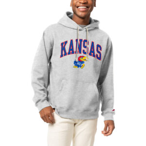 Men's League Collegiate Wear Heather Gray Kansas Jayhawks Essentials 2.0 Fleece Pullover Hoodie