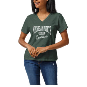 Women's Heather Green Michigan State Spartans Intramural Tri-Blend Boyfriend V-Neck T-Shirt