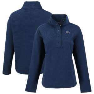 Women's Cutter & Buck  Navy Denver Broncos Hunts Point Eco Half-Snap Sweatshirt