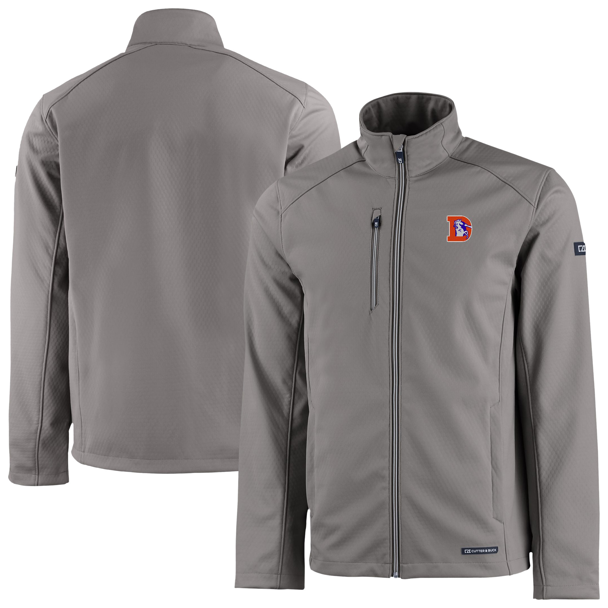 Men's Cutter & Buck Gray Denver Broncos Evoke Eco Softshell Recycled Full-Zip Jacket