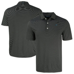 Men's Cutter & Buck Black Carolina Panthers Forge Eco Fine Line Stripe Polo