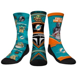 Youth Rock Em Socks Miami Dolphins 3-Pack Mandalorian Crew Socks