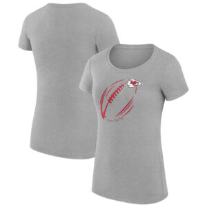 Women's G-III 4Her by Carl Banks Heather Gray Kansas City Chiefs Subtle Football Fitted T-Shirt