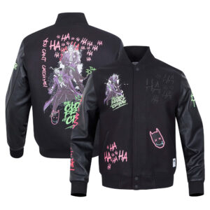 Men's Freeze Max Black Batman The Clown Prince of Crime Full-Zip Varsity Jacket