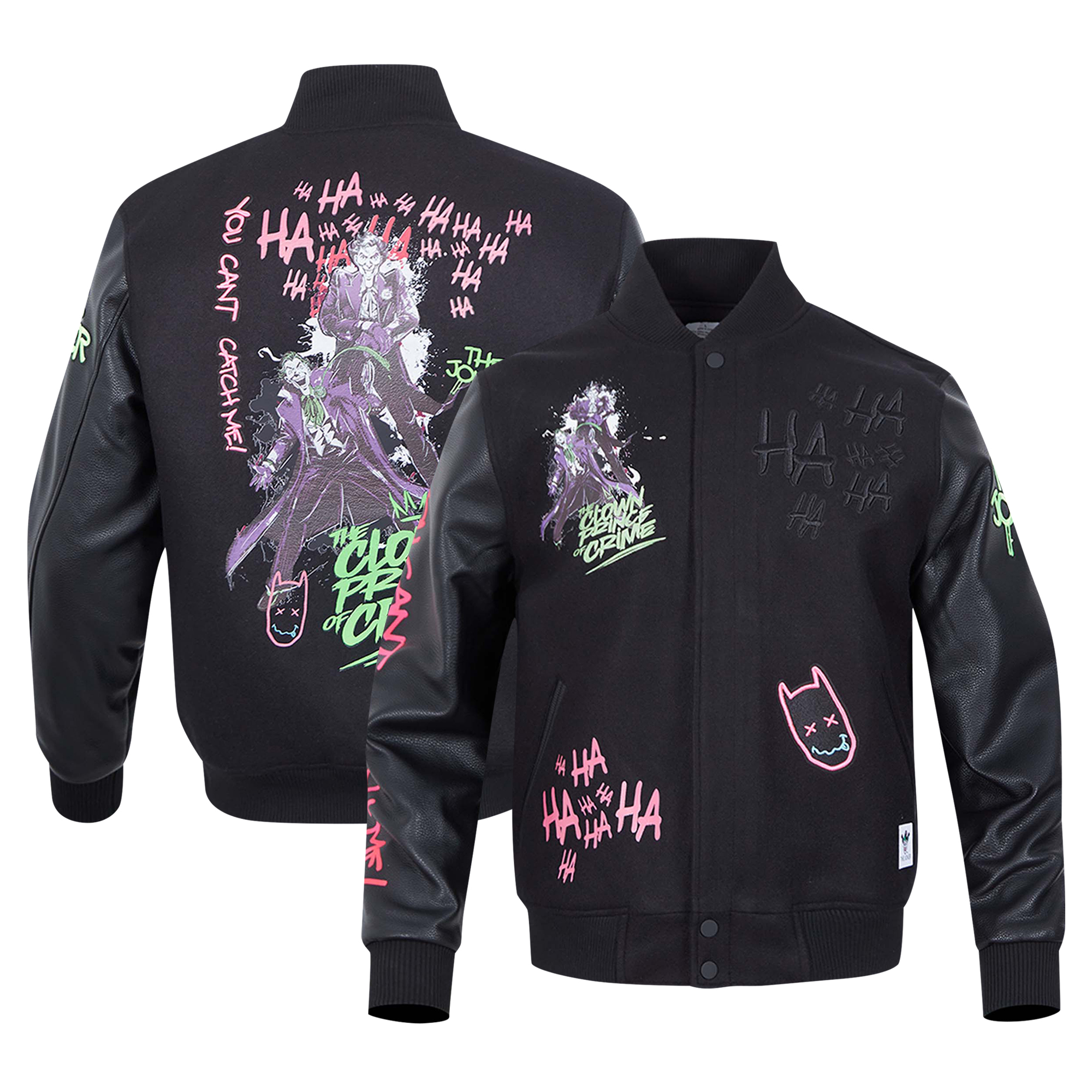 Men's Freeze Max Black Batman The Clown Prince of Crime Full-Zip Varsity Jacket
