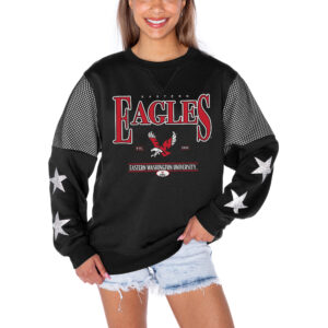 Women's Gameday Couture Black Eastern Washington Eagles Shining Spirit Fleece Pullover Sweatshirt