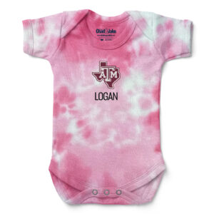 Newborn & Infant Chad & Jake Pink Texas A&M Aggies Personalized Tie-Dye Bodysuit