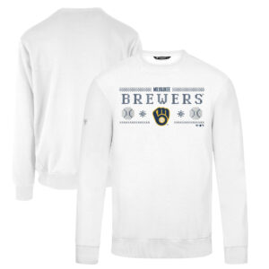 Men's Levelwear White Milwaukee Brewers Zane Pullover Sweatshirt