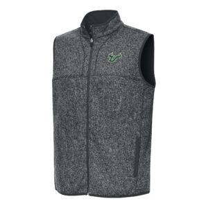 Men's Antigua Heather Charcoal South Florida Bulls Fortune Full-Zip Vest