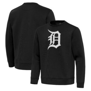 Men's Antigua Black Detroit Tigers Relevant Lightweight Pullover Sweatshirt