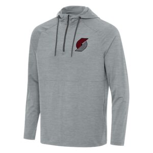 Men's Antigua Heather Gray Portland Trail Blazers Spikes Raglan Quarter-Zip Hoodie
