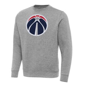 Men's Antigua Heather Gray Washington Wizards Big & Tall Victory Crew Neck Pullover Sweatshirt