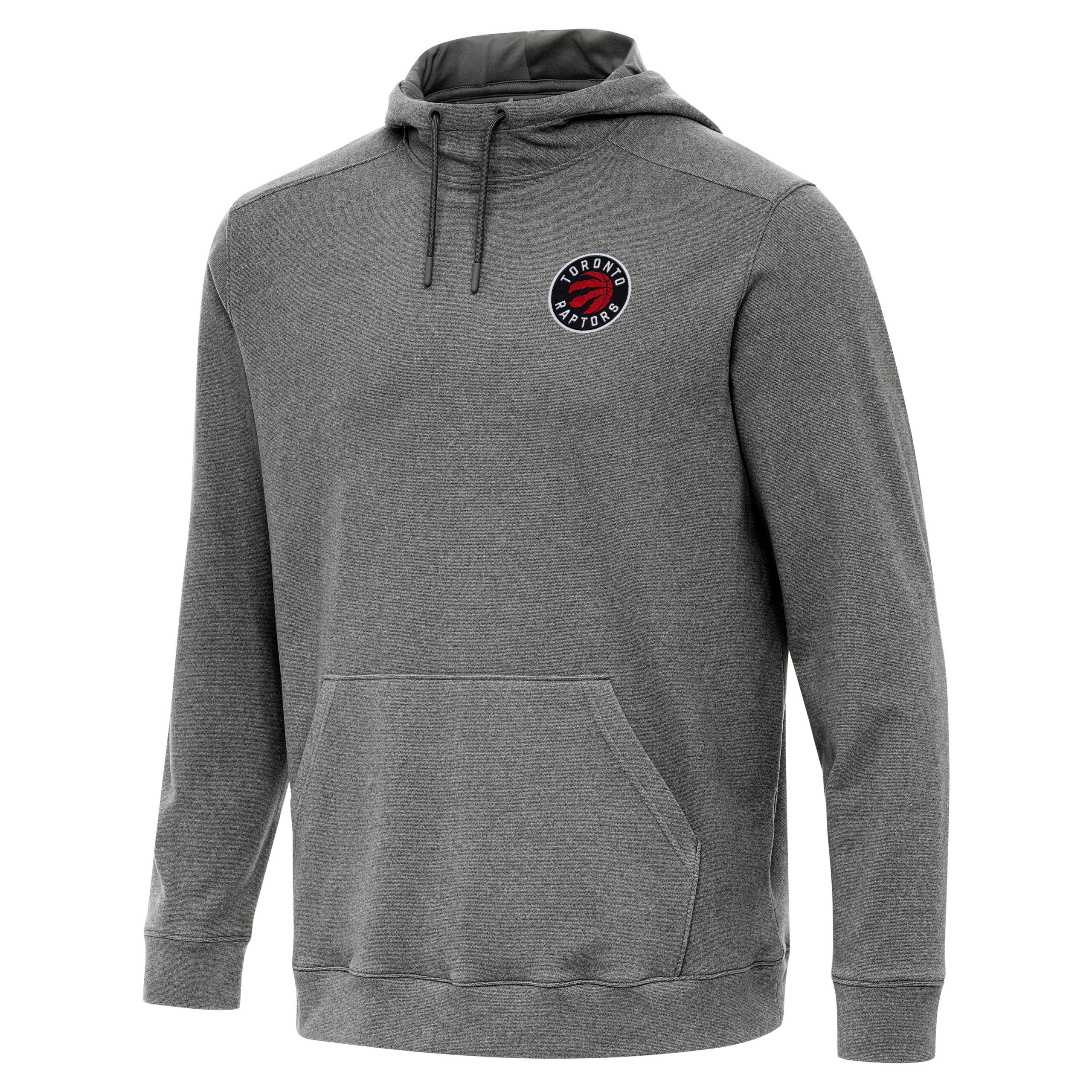 Men's Antigua Heather Black Toronto Raptors Cloud Pullover Hoodie