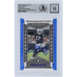 Davante Adams Las Vegas Raiders Autographed 2022 Panini Rookies & Stars Man in Motion True Blue #MM-13 #/45 Beckett Fanatics Witnessed Authenticated 10 Card