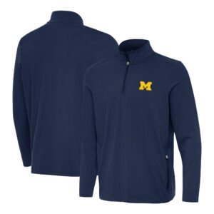Men's Antigua Navy Michigan Wolverines Perilous Quarter-Zip Pullover Top