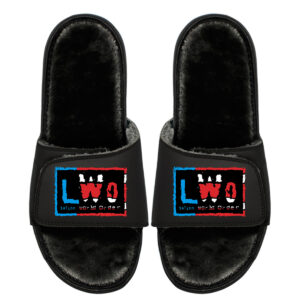Youth ISlide Black LWO Fur Wordmark Slide Sandals