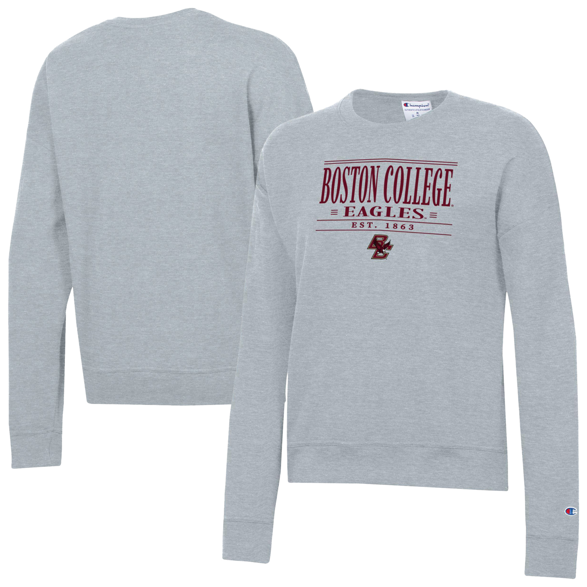 Women's Champion Gray Boston College Eagles Powerblend Pullover Sweatshirt