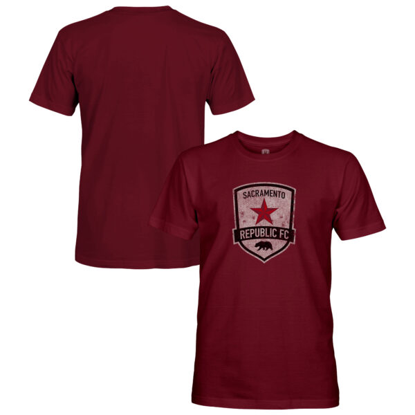 Men's 1863FC  Maroon Sacramento Republic FC Badge Short Sleeve Cotton T-Shirt