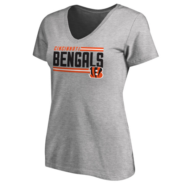 Women's Heather Gray Cincinnati Bengals Iconic Collection On Side Stripe V-Neck T-Shirt - Image 6