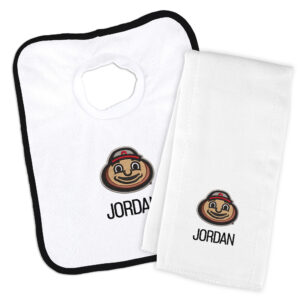 White Chad & Jake Ohio State Buckeyes NCAA Personalized Bib and Burp Cloth Set