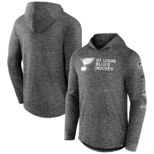 Men's Fanatics  Heather Charcoal St. Louis Blues Stacked Long Sleeve Hoodie T-Shirt