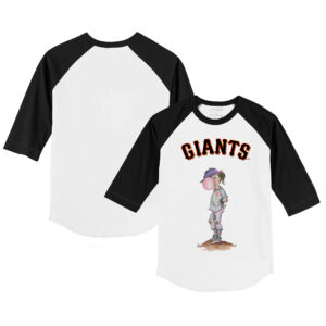 Infant Tiny Turnip White/Black San Francisco Giants Bubbles Raglan 3/4 Sleeve T-Shirt