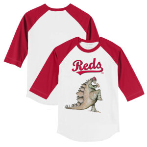 Infant Tiny Turnip White/Red Cincinnati Reds Stega Raglan 3/4-Sleeve T-Shirt