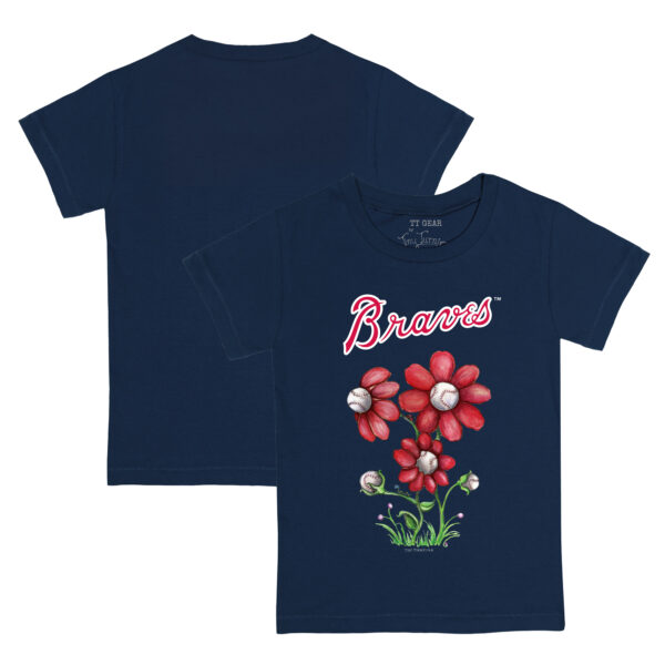 Toddler Tiny Turnip Navy Atlanta Braves Blooming Baseballs T-Shirt - Image 5
