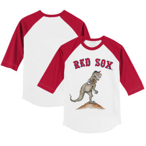 Youth Tiny Turnip White/Red Boston Red Sox TT Rex 3/4-Sleeve Raglan T-Shirt