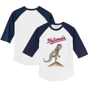 Youth Tiny Turnip White/Navy Washington Nationals TT Rex 3/4-Sleeve Raglan T-Shirt