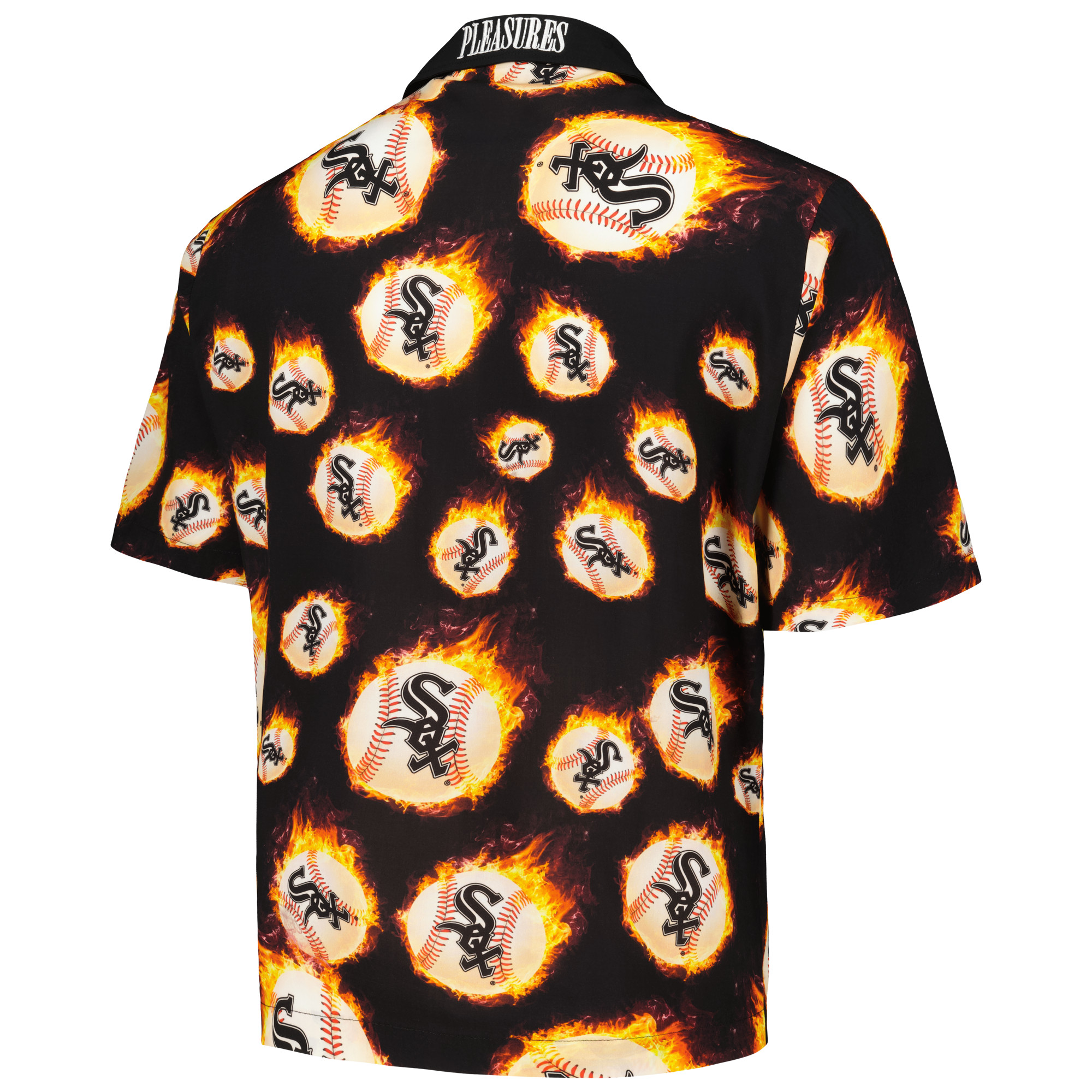 Men's PLEASURES Black Chicago White Sox Flame Fireball Button-Up Shirt - Image 7