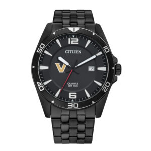 Men's Vanderbilt Commodores Citizen Quartz Black-Tone Stainless Steel Watch