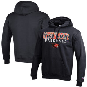 Men's Champion  Black Oregon State Beavers Baseball Stack Powerblend Pullover Hoodie