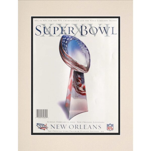 2002 Patriots vs Rams 10.5" x 14" Matted Super Bowl XXXVI Program