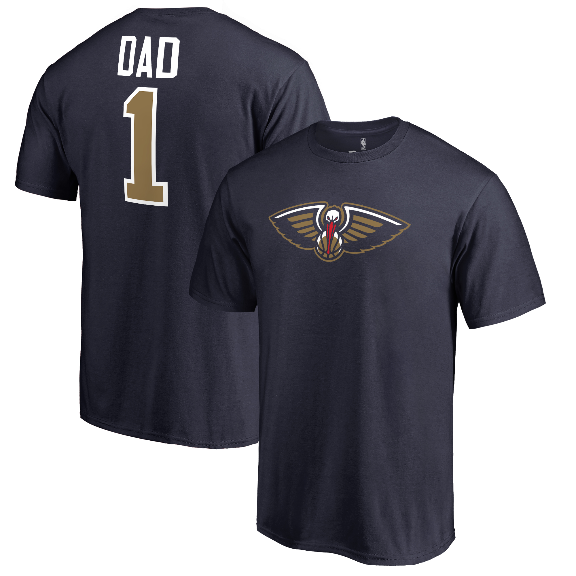 Men's Navy New Orleans Pelicans #1 Dad T-Shirt - Image 5