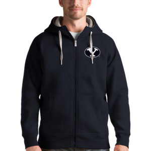 Men's Antigua Charcoal BYU Cougars Victory Full-Zip Hoodie