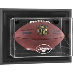 New York Jets Black Framed Wall-Mountable Football Logo Display Case