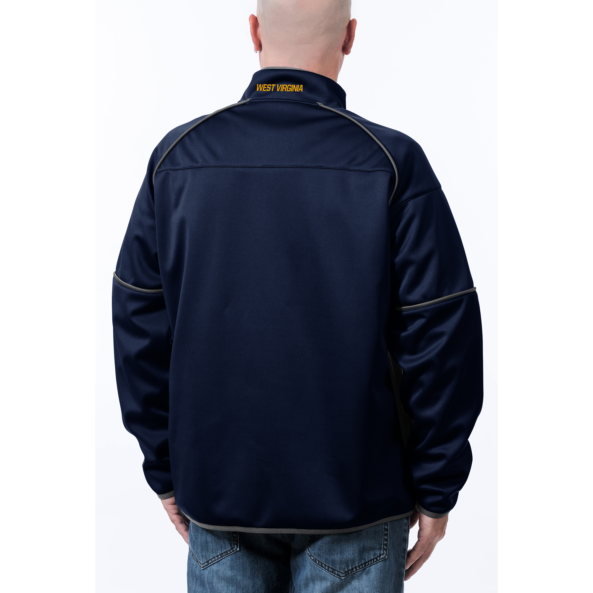 Men's Franchise Club Navy West Virginia Mountaineers Stadium Softshell Full-Zip Jacket - Image 3