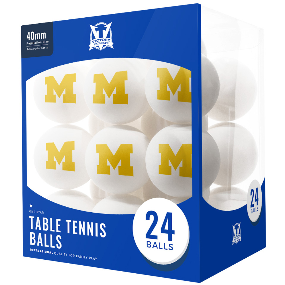 Michigan Wolverines 24-Count Logo Table Tennis Balls