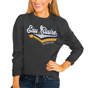 Women's Charcoal Wisconsin Eau Claire Blugolds Vivacious Varsity Long Sleeve T-Shirt