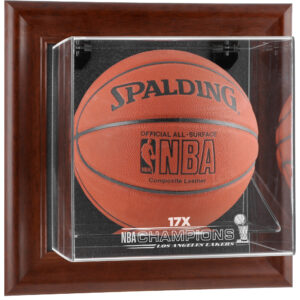 Los Angeles Lakers Brown Framed Wall-Mountable 17x Champions Logo Basketball Display Case