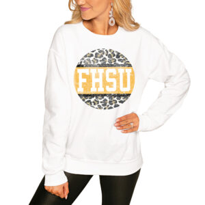 Women's White Fort Hays State Tigers Scoop & Score Pullover Sweatshirt