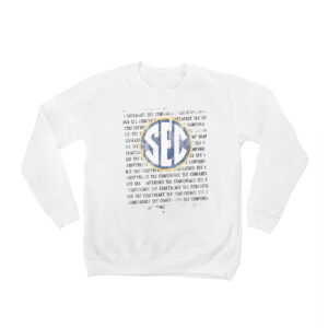 Youth White SEC Bold Type Pullover Sweatshirt