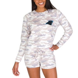 Women's Concepts Sport Camo Carolina Panthers Encounter Long Sleeve Top & Short Set