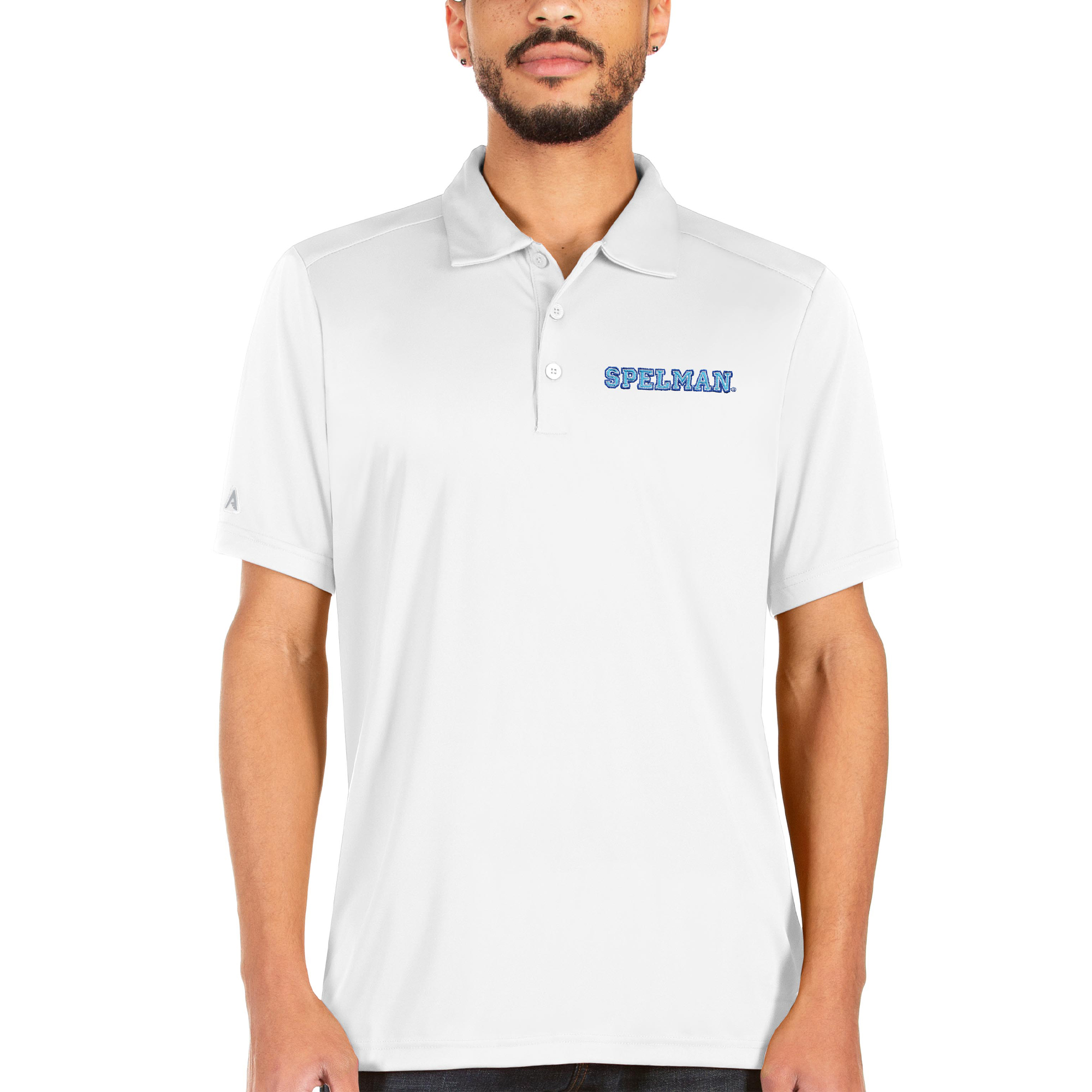 Men's Antigua White Spelman College Jaguars Tribute Polo