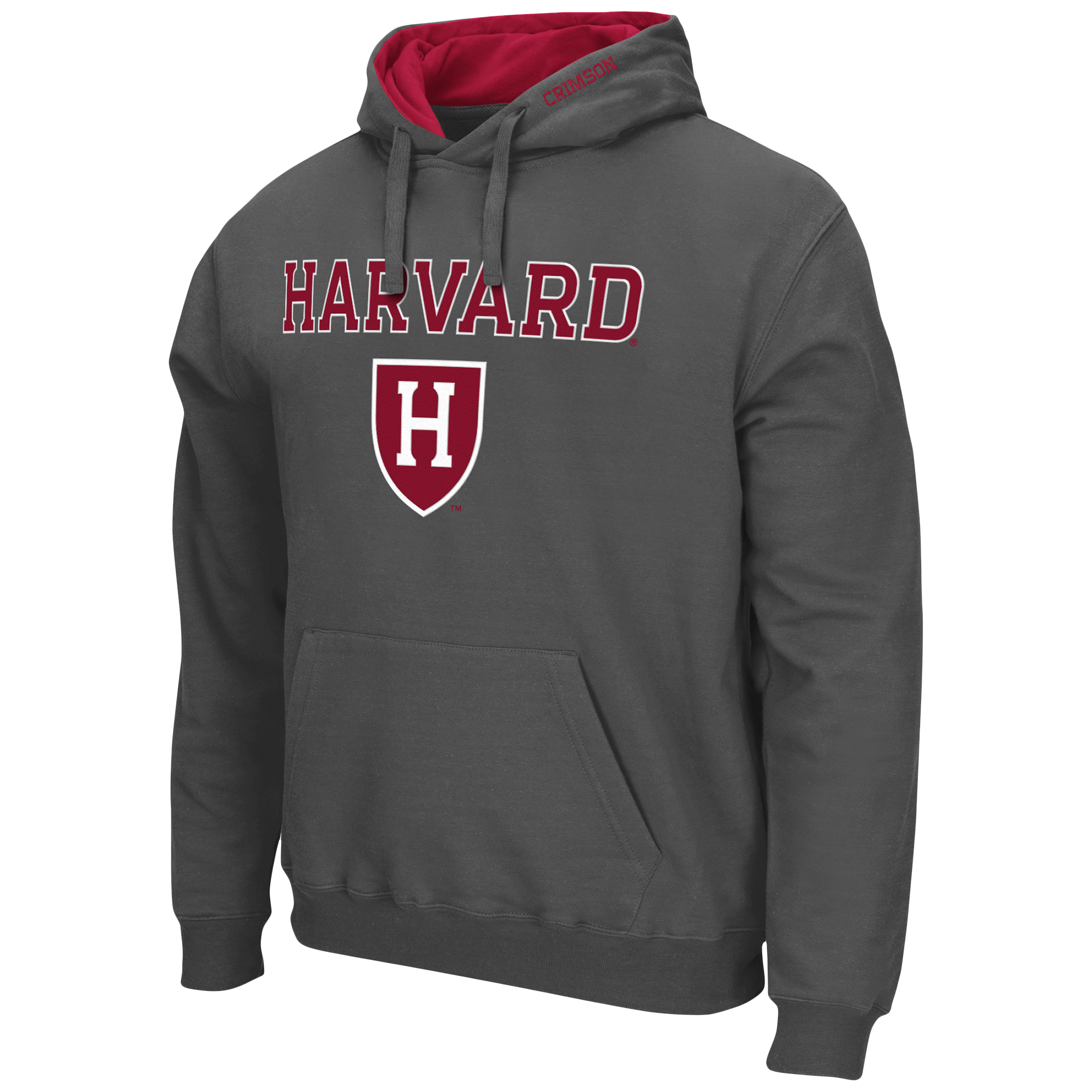 Men's Colosseum Charcoal Harvard Crimson Arch and Logo Pullover Hoodie - Image 6