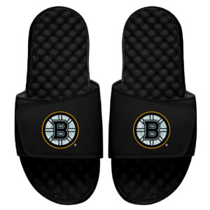 Men's ISlide Black Boston Bruins Ice Clipping Mask Slide Sandals