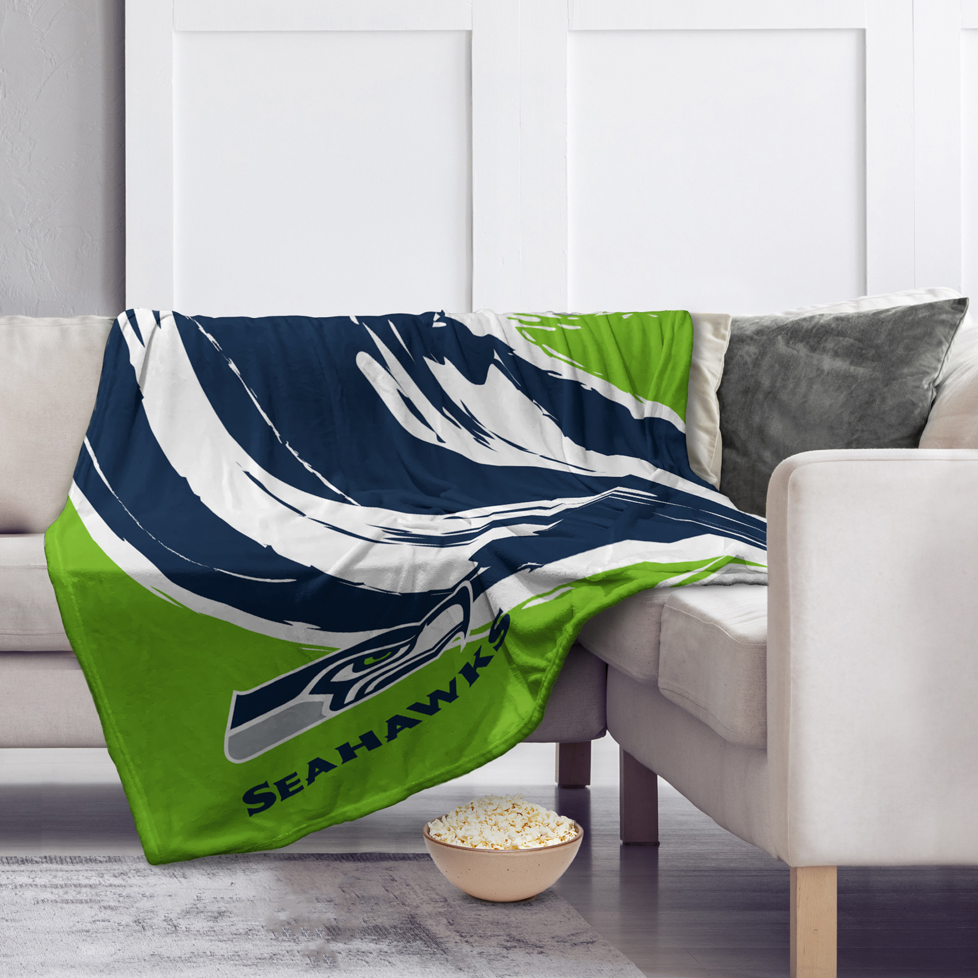 Seattle Seahawks 60'' x 80'' Retro Jazz Coral Fleece Blanket - Image 3