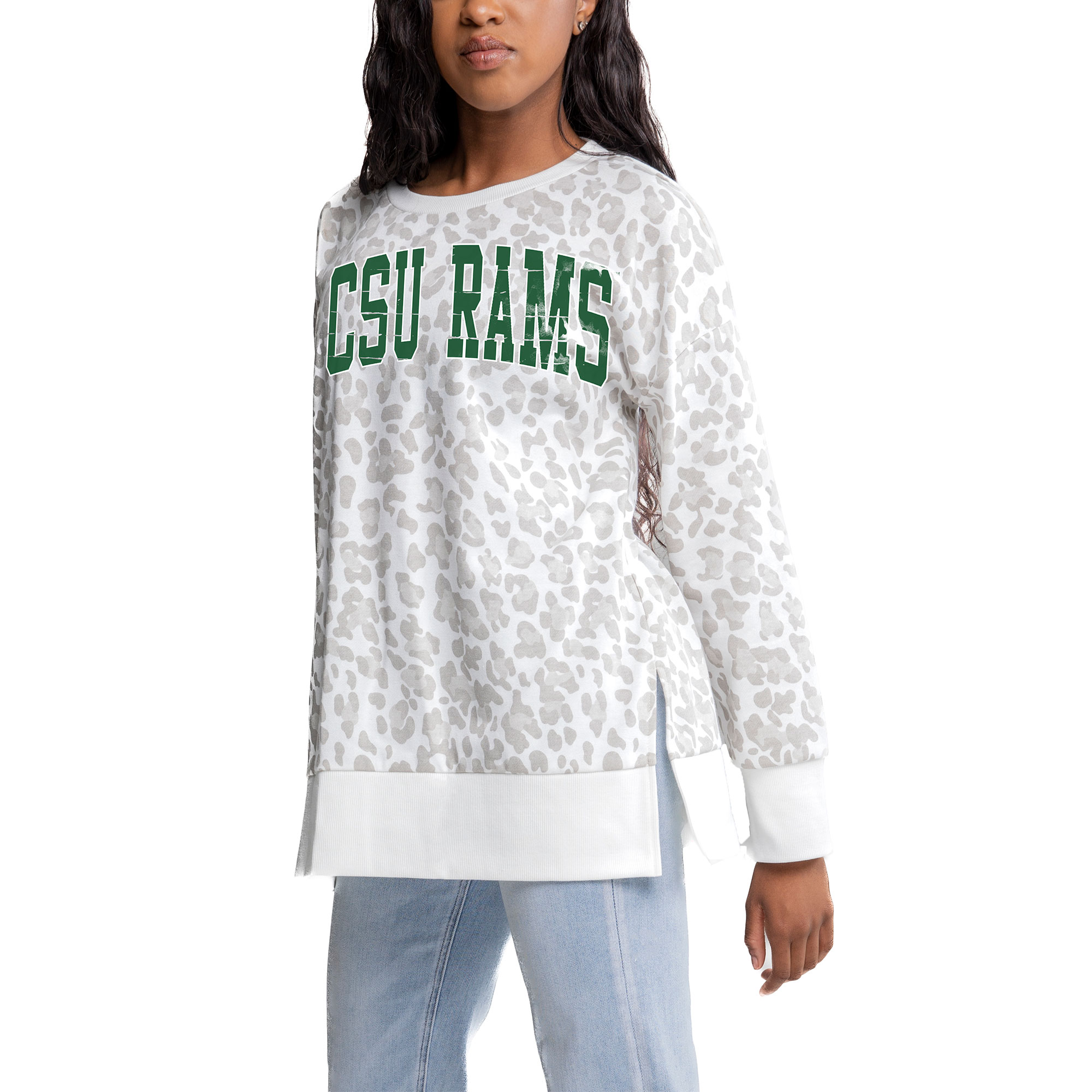 Women's Gameday Couture Gray Colorado State Rams Side-Slit French Terry Crewneck Sweatshirt
