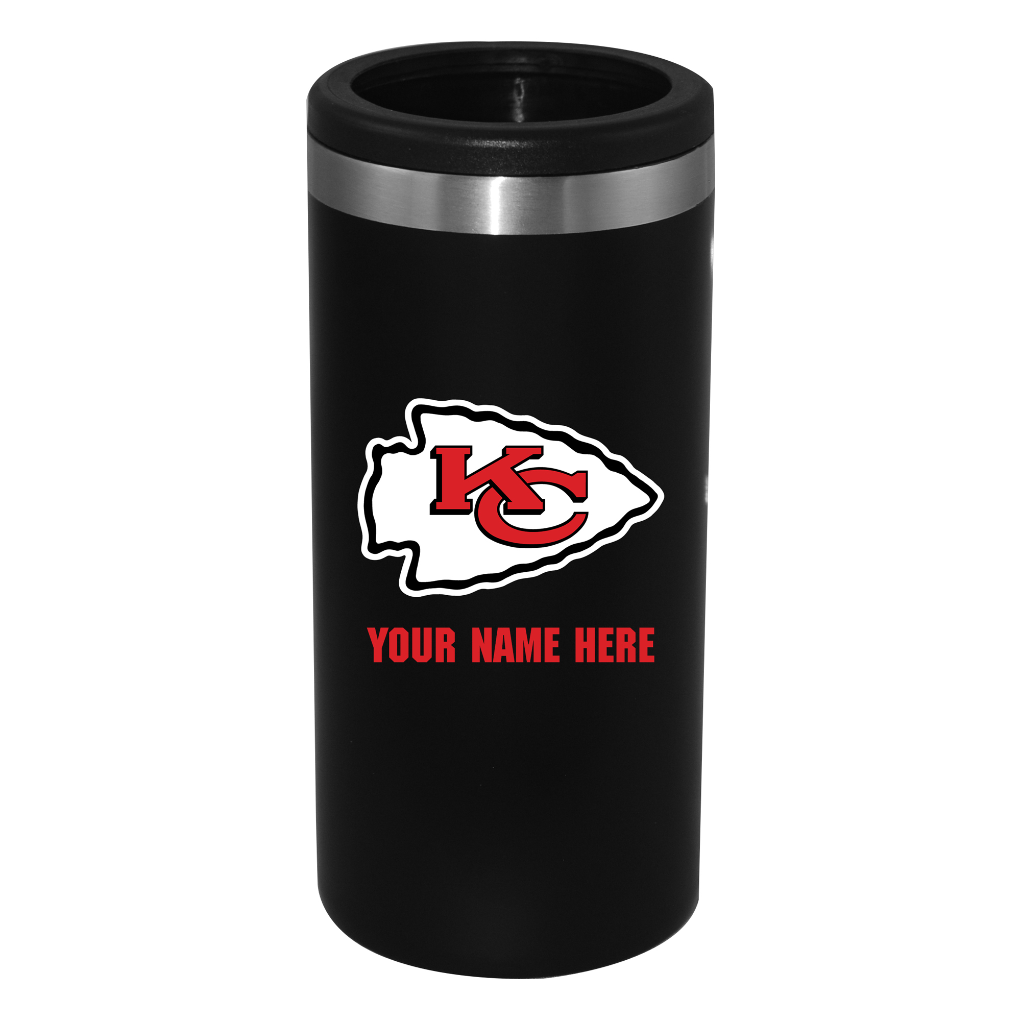 Black Kansas City Chiefs 12oz. Personalized Slim Can Holder